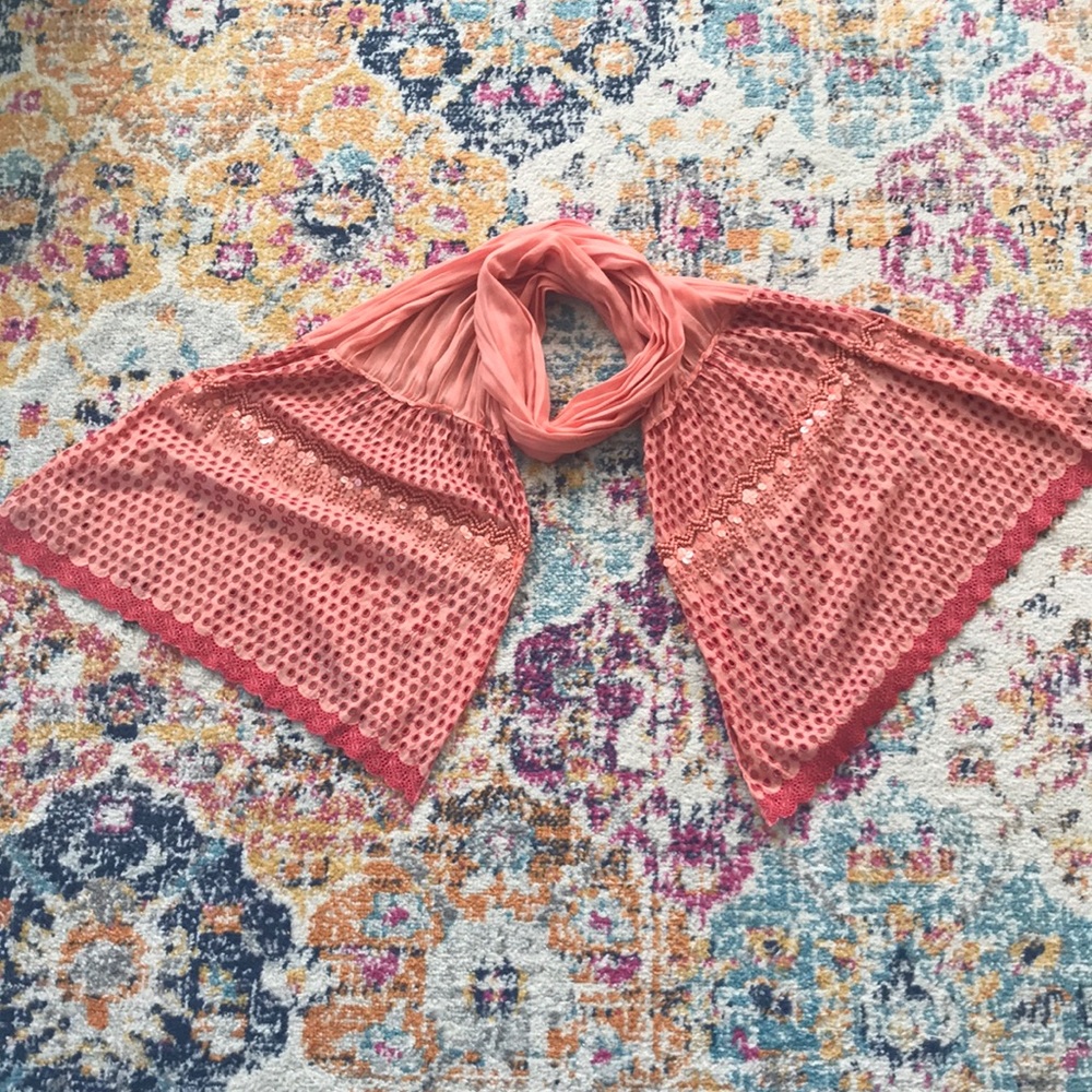 Long Peach Ann Taylor Eyelet Scarf